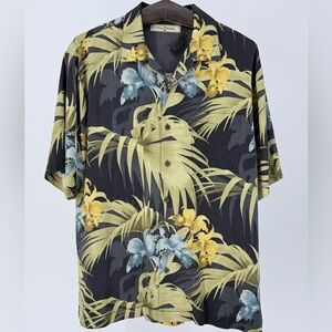 Tommy Bahama Silk Hawaiian Shirt M Tropical Aloha Camp